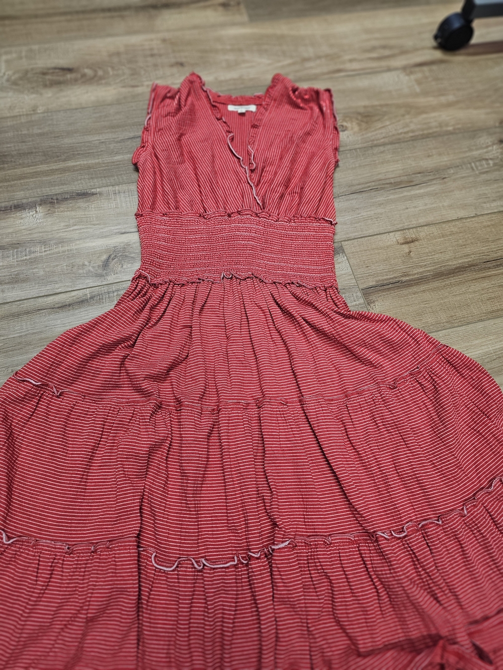 Women’s Red Striped Sleeveless Tiered Dress Max Studio